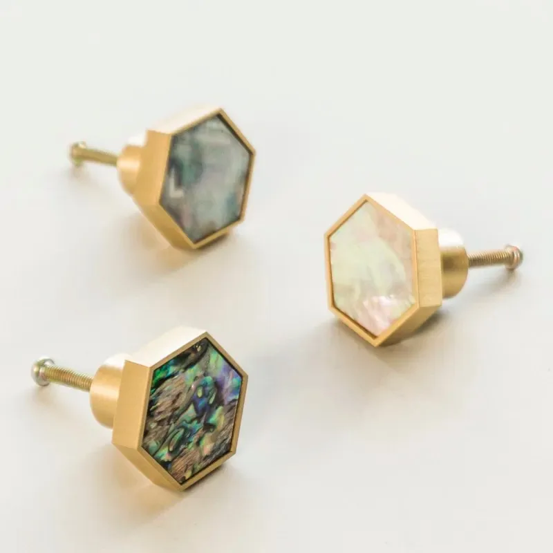 

Nordic Light Luxury Brass Shell Cabinet Door Wardrobe Drawer Custom Furniture Hardware Single Hole Handle Pulls