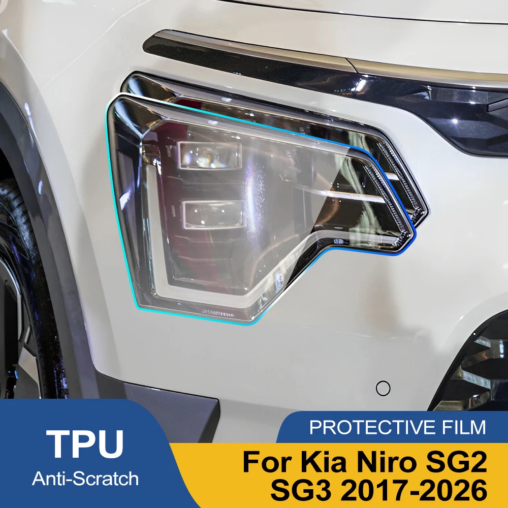TPU PPF for Kia Niro SG3 SG2 2017-2026 High Gloss Smoke Black Pre Cut Car Headlight Protective Film Anti-Scratch Vinyl Wrap