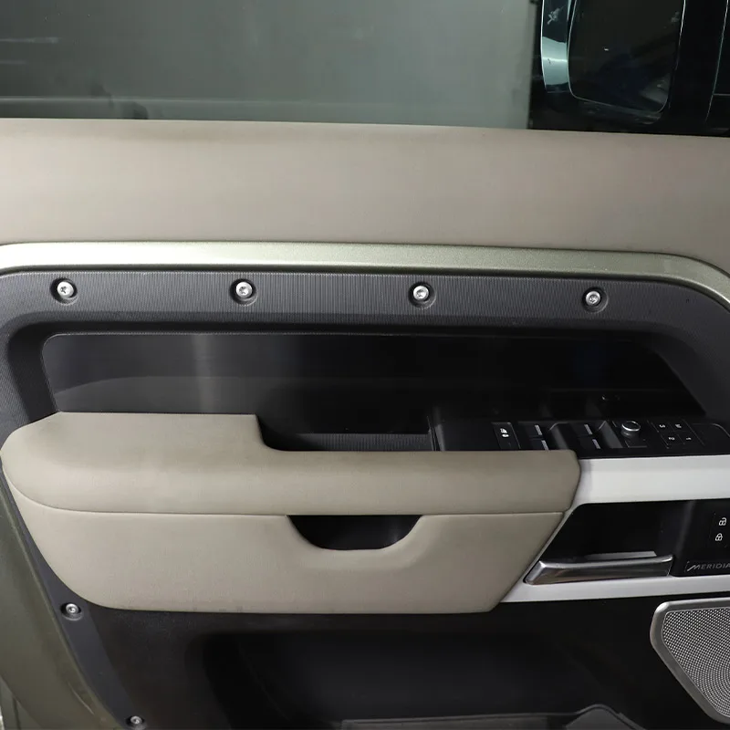 لاند روفر ديفندر 110 2020-2025 الفولاذ المقاوم للصدأ الأسود باب السيارة الداخلي لوحة تزيين ملصق اكسسوارات السيارات الداخلية