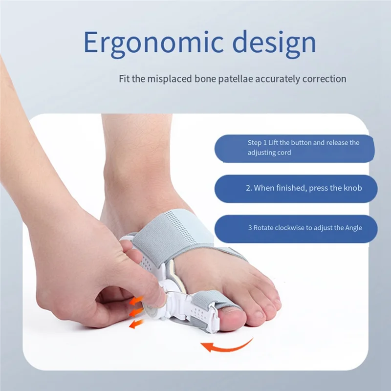 A23F-Bunion Corrector For Women Men, Adjustable Knob Double Correction Separator For Splints Hammer Toe Straightener