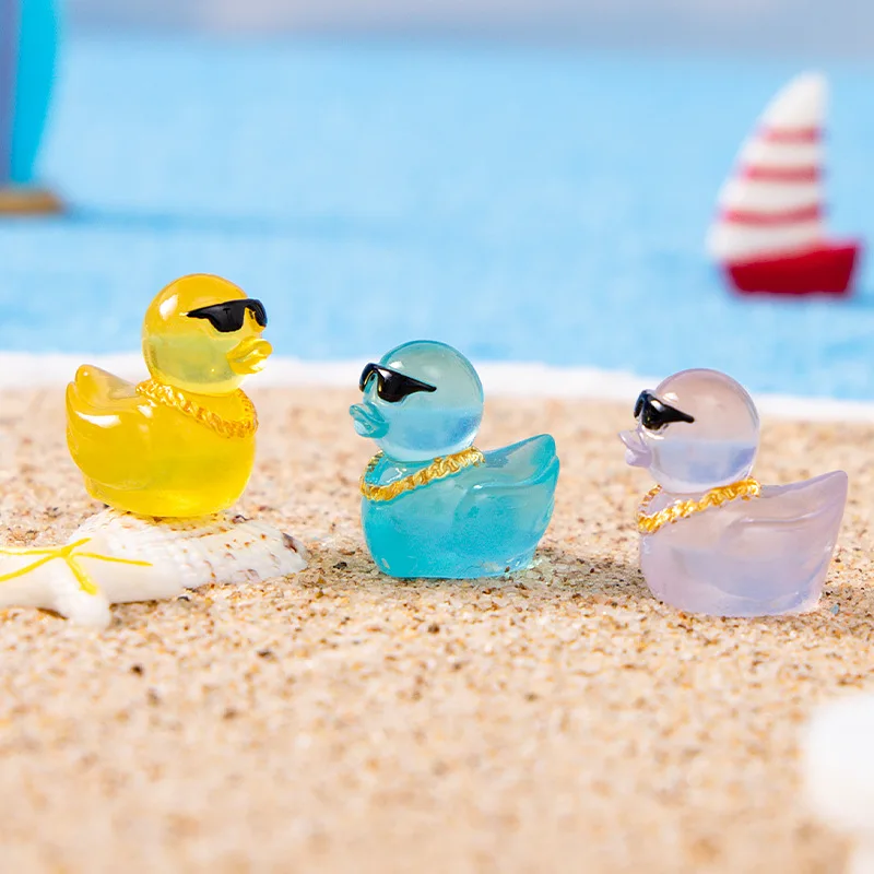 10/20pcs Glow in The Dark Mini Ducks, Luminous Tiny Resin Duck Figures for DIY Fairy Garden Micro Landscape Aquarium Decor view 3