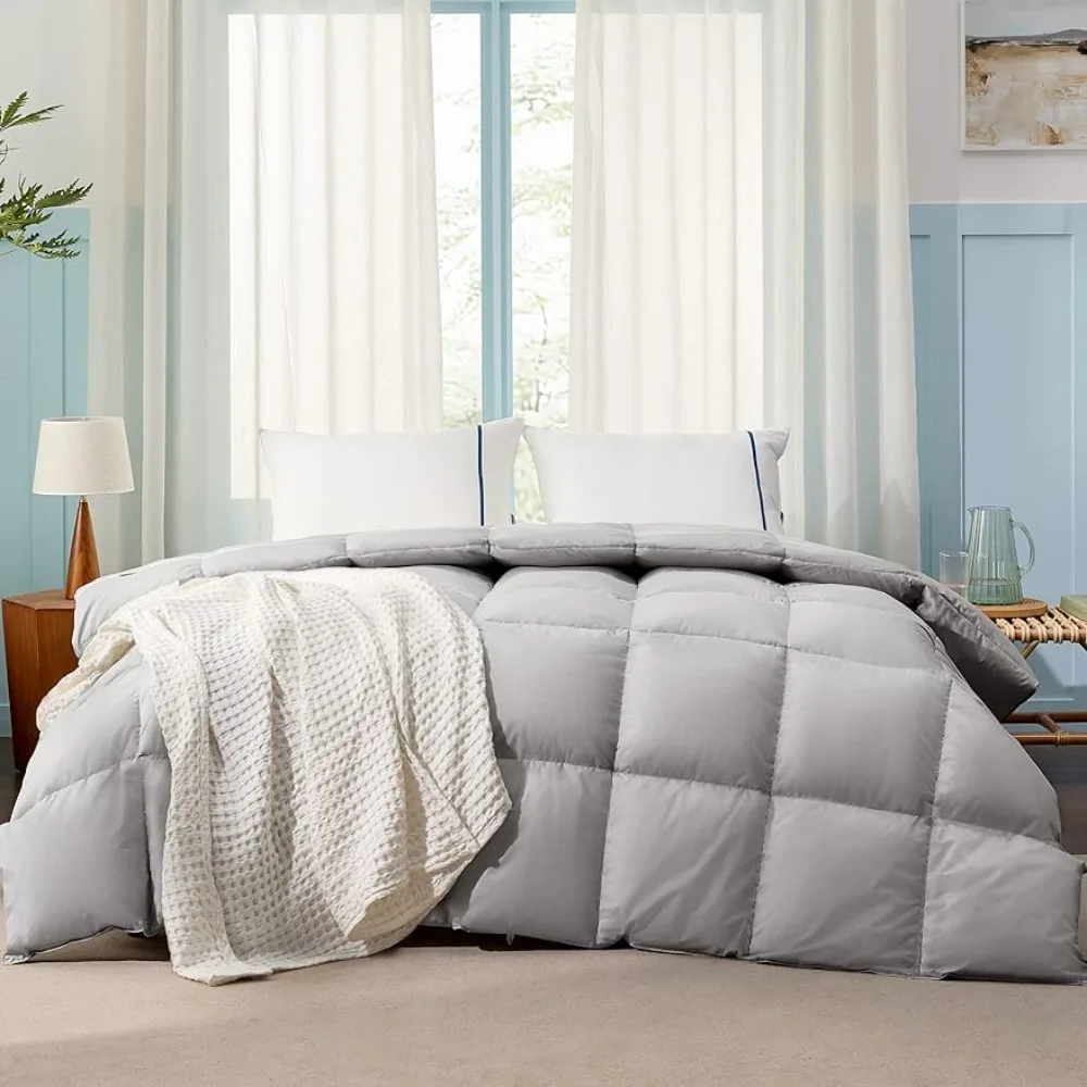 

Goose Feather Down Comforter California King - Medium Weight Down Duvet Insert for All Seasons 8 Corner Tabs Machine Washable