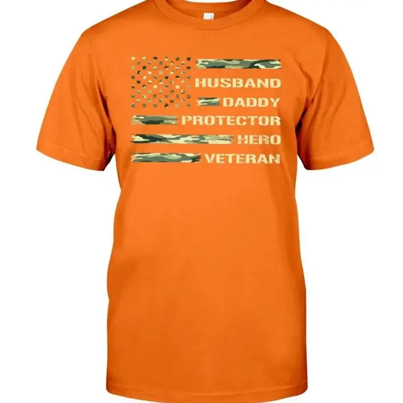 Husband Daddy Protector Hero Veteran Army USA Flag T Shirt_9du_1
