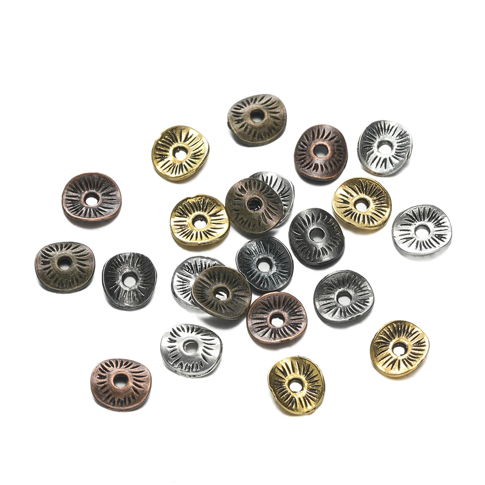 100pcs Alloy Antique Bronze Round Spacer Beads Charms For Diy Beaded Bracelets Necklace Jewelry Handmade Making Accessories image 6