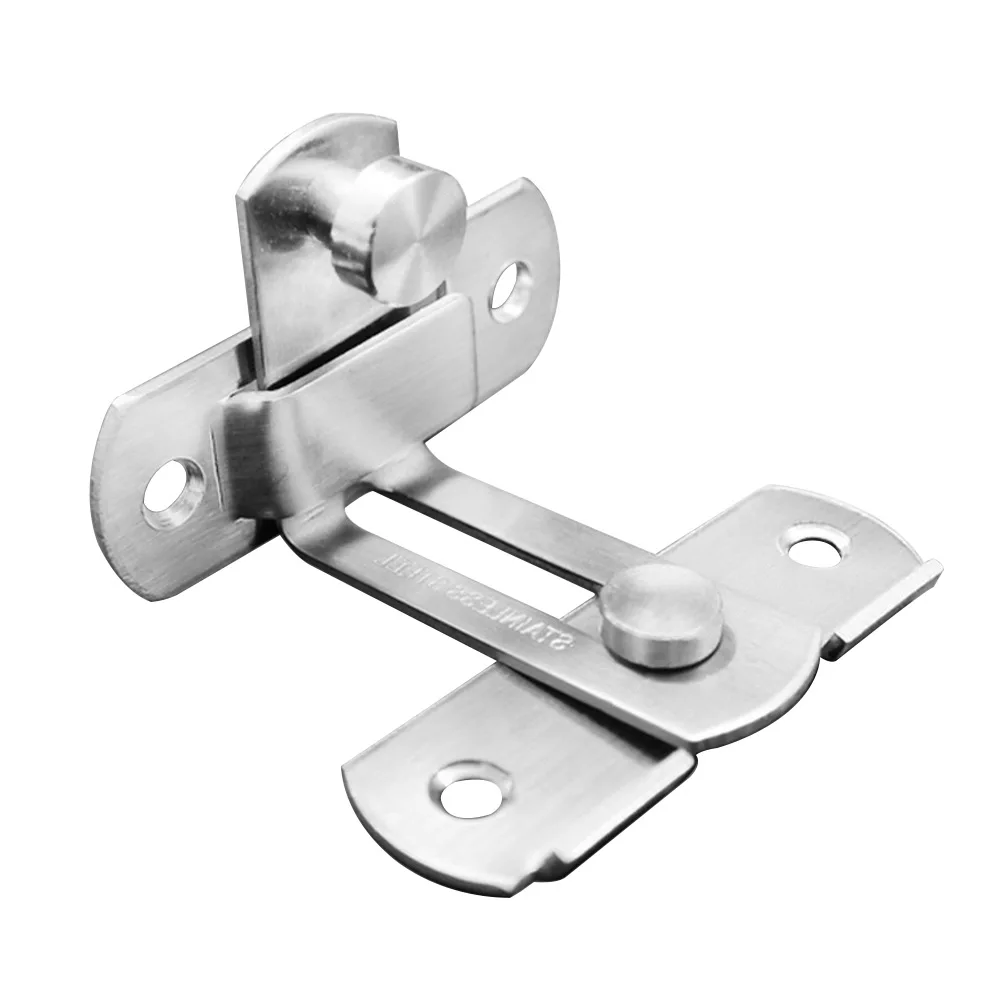 Button Clasp Hotel Door Lock 90 Degree Home Push Pull Sliding Stainless Steel Cabinet Chain Latch Shift Security Tools