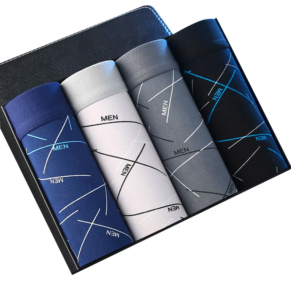 

B Elastic Waist Trunks 4pcs Underwear Set 5 Spandex Fabric 95 Polyester Fabric Assorted Colors Available Breathable Material