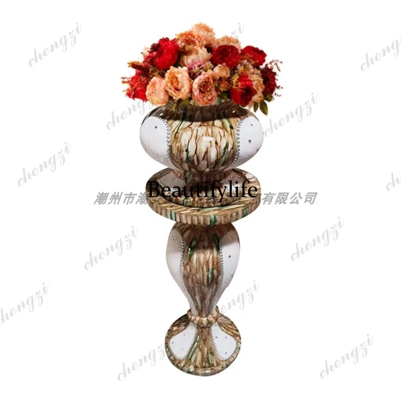 A95 20 New Color Simulation Flower Roman Column Hotel Shopping Mall TV Cabinet Floral Flower Pot Bottom Set