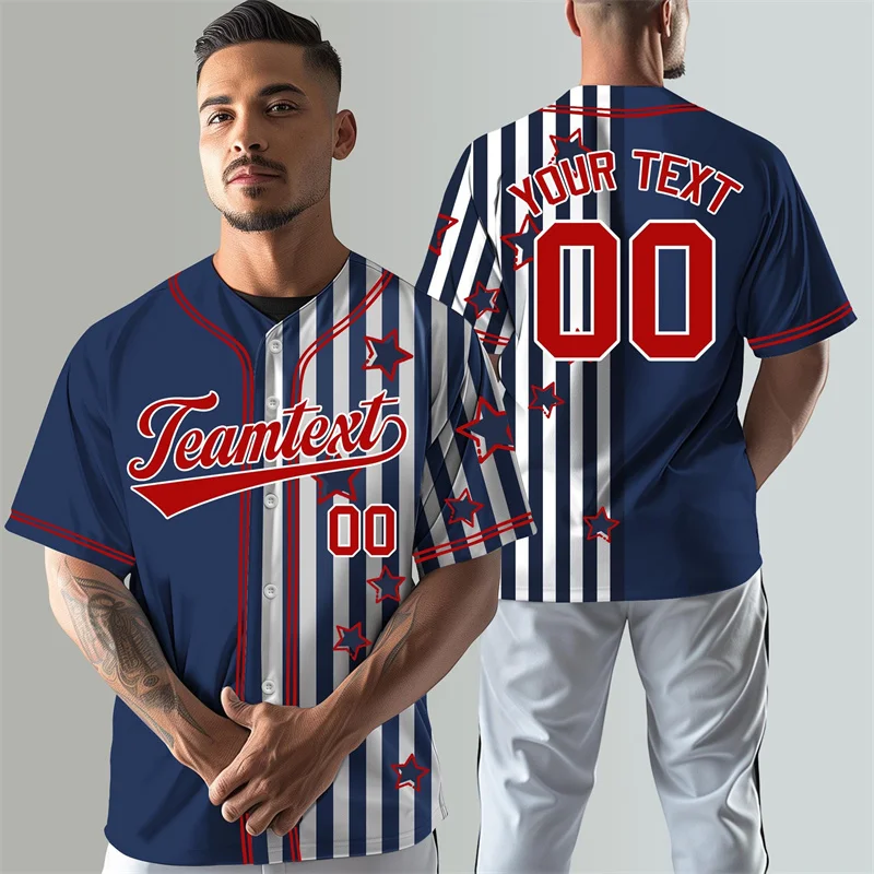 Custom Teamtext Number Name Baseball Jersey Summer Fashion 3D Printed Sports Short Sleeve Ready Stock Casual Oversized Top
