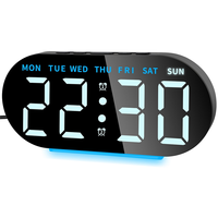 ABUI-Alarm Clock Digital Radio With LED Display, Digital Alarm Clock, Night Light, Snooze, Table Clock Control