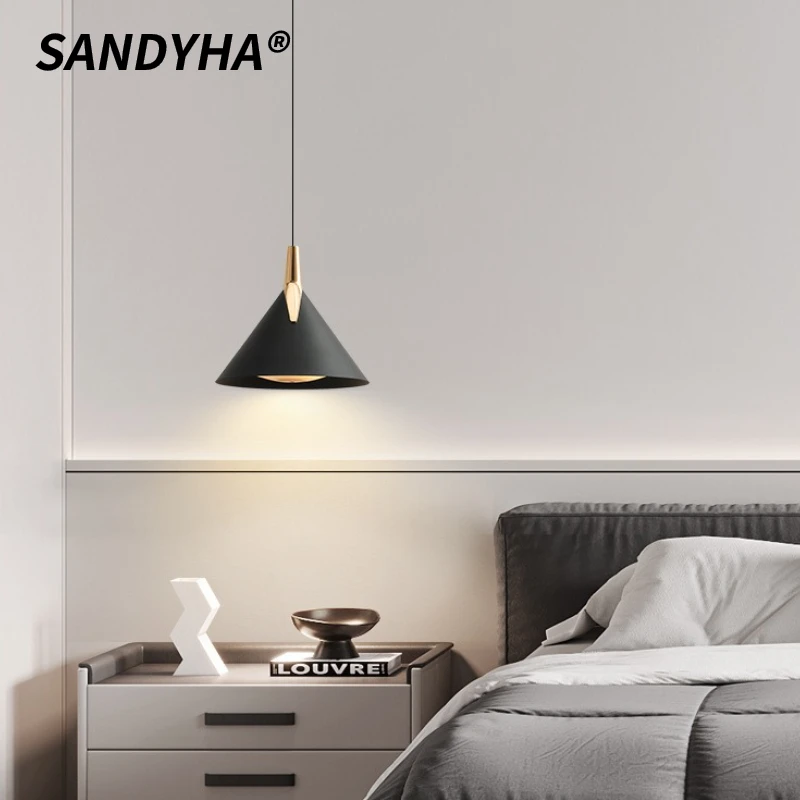 

SANDYHA Italian Minimalist Aluminum Pendant Light Bedroom Bedside LED Lamp Living Room Decoration Dining Table Lighting Fixtures