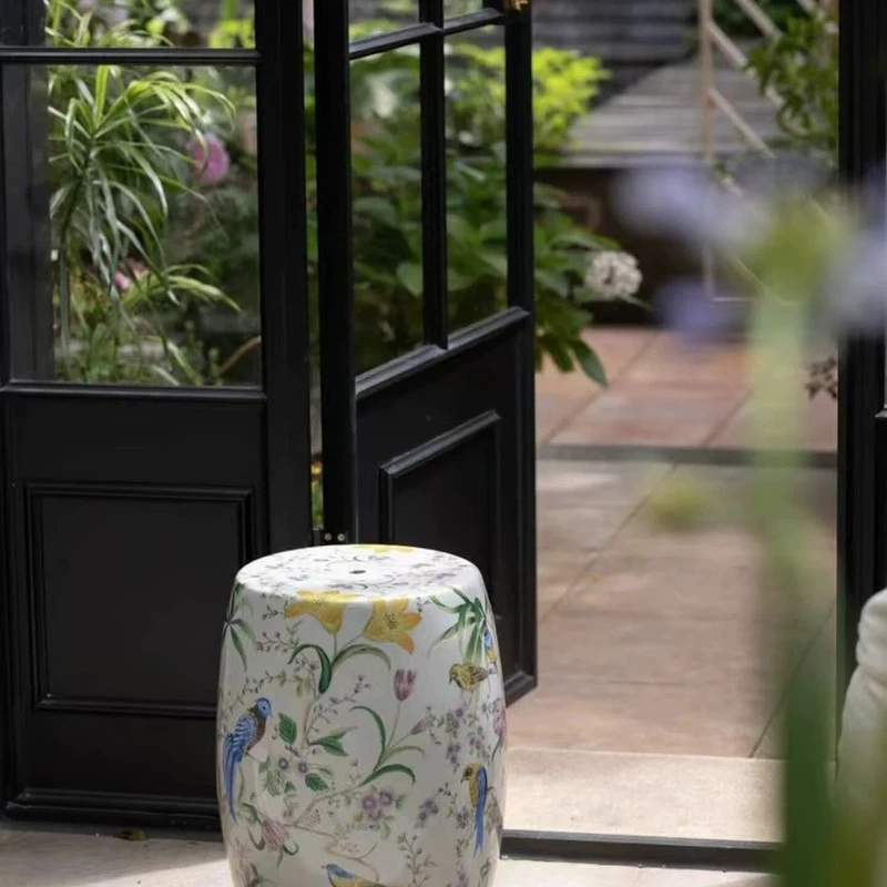 

Oriental Paris "Qingli Summer" Ice Cracked Ceramic Drum Stool Multicolored Chinese Entrance Ornament on Glaze