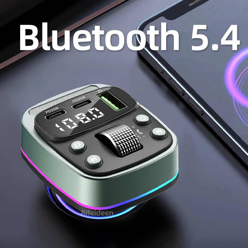 FM transmitter Bluetooth 5.4 car MP3 music player USB flash drive lossless car charger dual PD35W fast charging handsfree