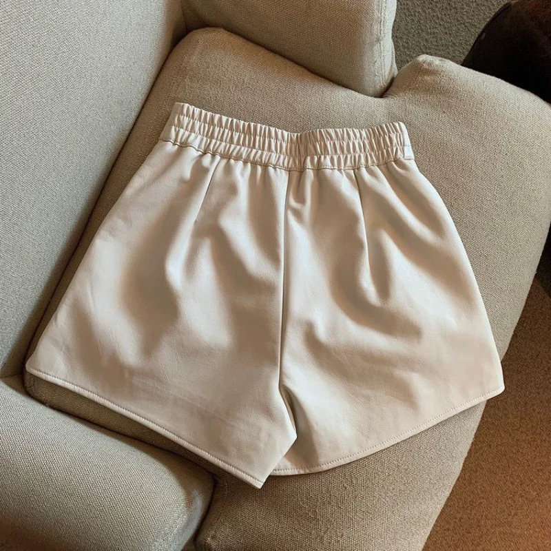 PUレザーパンツ ホットガール 無地 カジュアル アウターウェア 新作 ハイウエスト スリム ワイドレッグ インス 多用途 トレンド