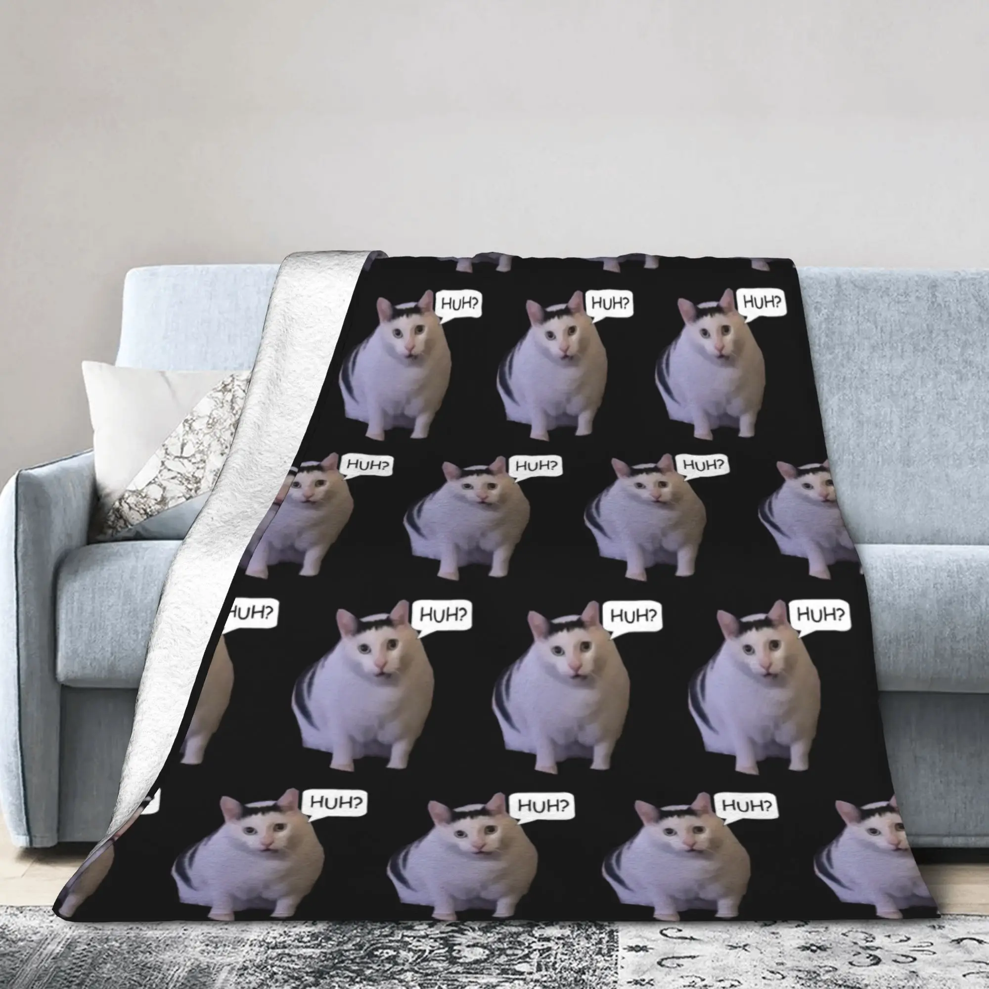 

Huh Cat Meme классические плюшевые пледы из кораллового флиса Ins хип-хоп Y2k стиль Харадзюку диван вязаное одеяло дорожное ультра-мягкое