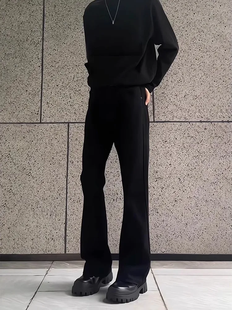 

Джинсы с высокой талией, облегающие прямые брюки, мужские осенне-зимние брюки высокого размера, тонкая версия, широкие брюки American Vibe Bell Bot