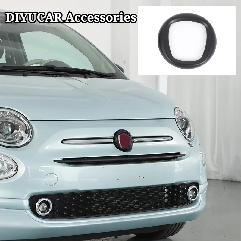 

For Fiat 500 2016-2025 ABS Carbon Fiber Pattern Car Front Logos Cover Trim Exterior Accessories