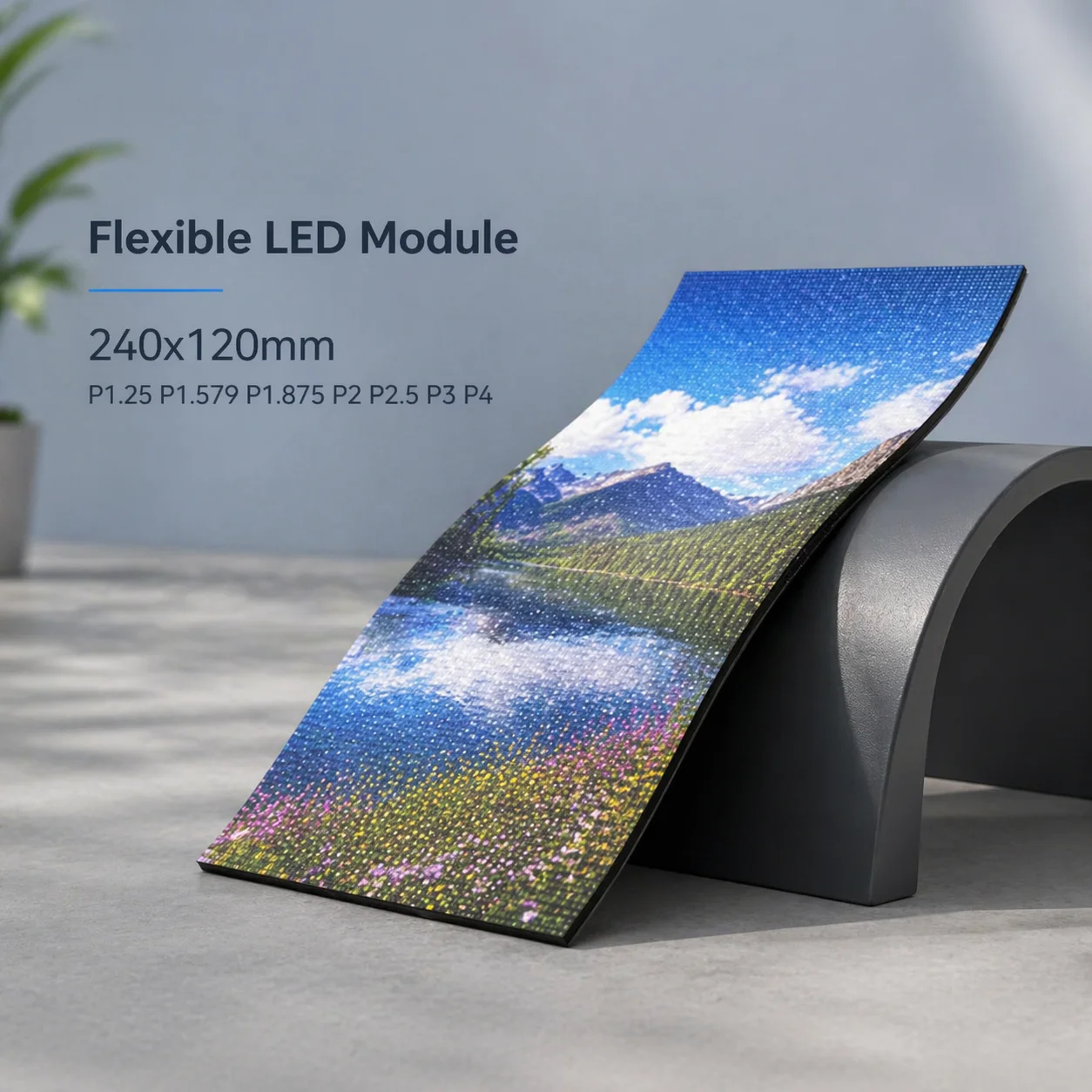 

Гибкая светодиодная панель P1.25 P1.579 P1.875 P2 P2.5 P3 P4 SMD RGB для внутреннего полноцветного гибкого дисплея, модуль HUB75 240x120 мм