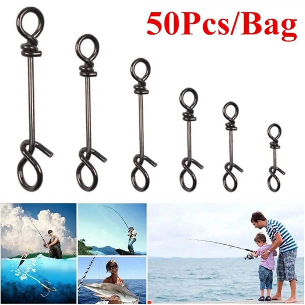 Fishing Accessories Stainless Steel Connectors For Sea Fishing Fastach Clips Quickly Lock Snaps Swivels Accessory 50Pcs/Bag