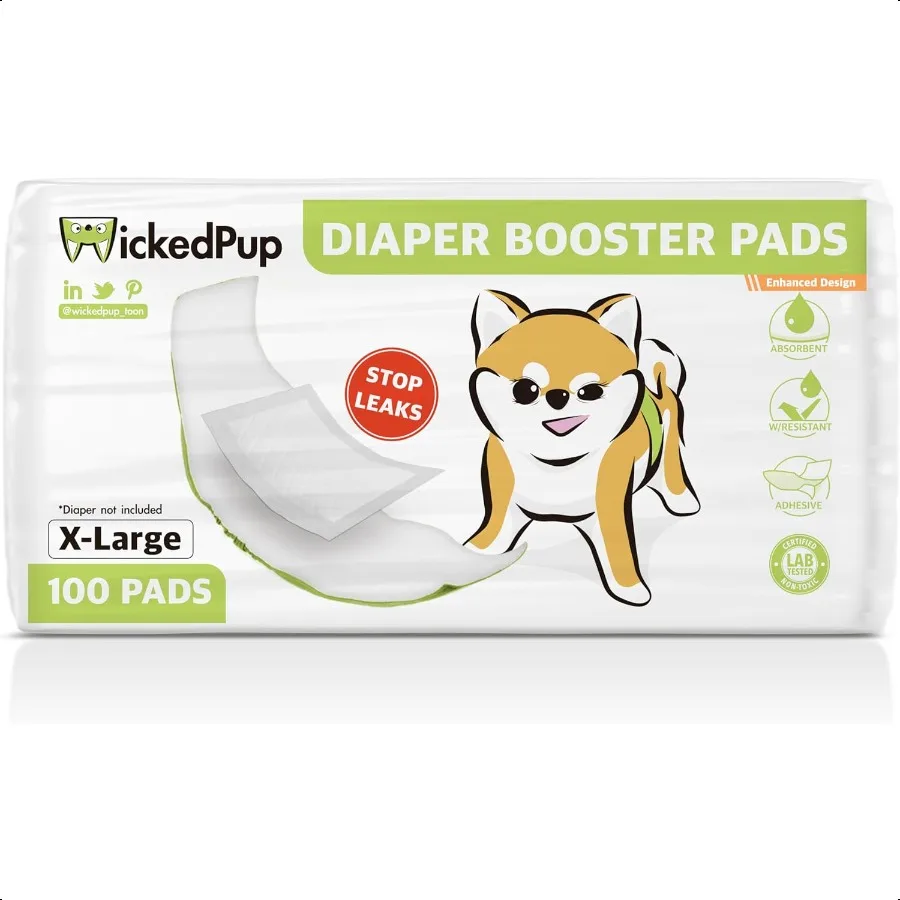 

Dog Diaper Liners Booster Pads for Male and Female Dogs 100ct Diaper Inserts fit Most Reusable Pet Belly Bands Wraps and Washa