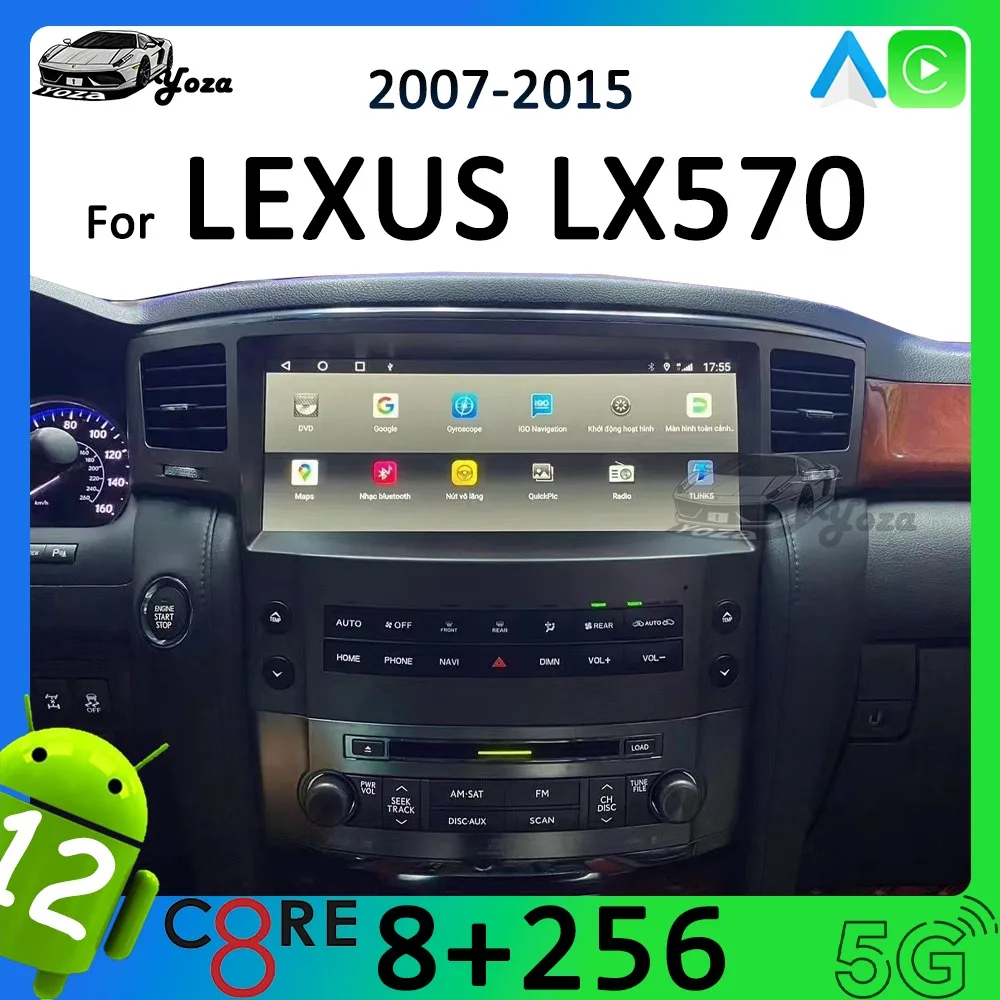 Yoza Carplay Car Radio For LEXUS LX570 2007-2015 Android11 Touch Screen Multimedia Player GPS Navigation WIFI 5G Gift Tools