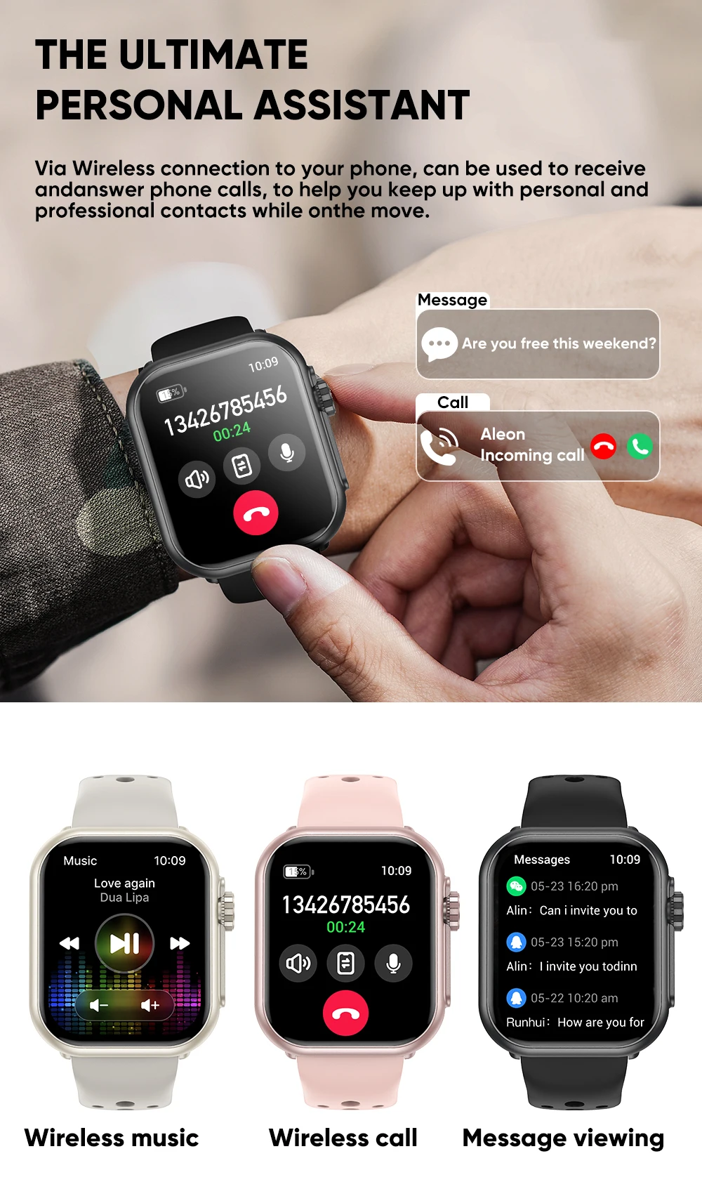 2025 neue Für XIAOMI IOS Uhr Ultra2 Smart Uhren Frauen 1000 mAh 1,85 "AMOLED Full Touch Screen BT Anruf damen Mode Smartwatch – Detail 6