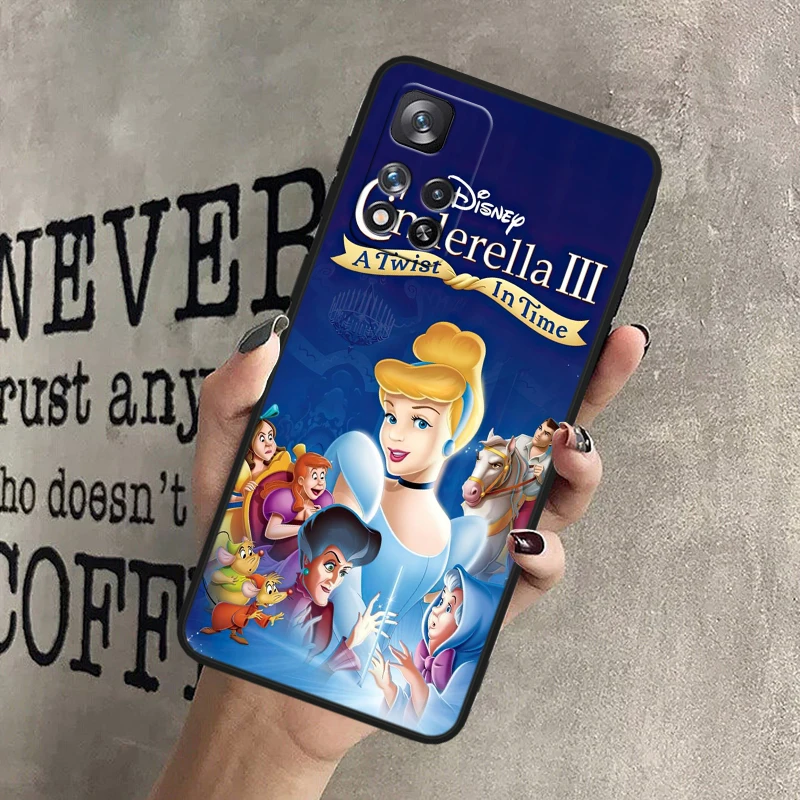 Disney Cinderella Cute For Redmi Note 13 12 Turbo 11T 11P 11E 11S 10T 10S 10 9 Pro Plus Max Silicone Black Phone Case