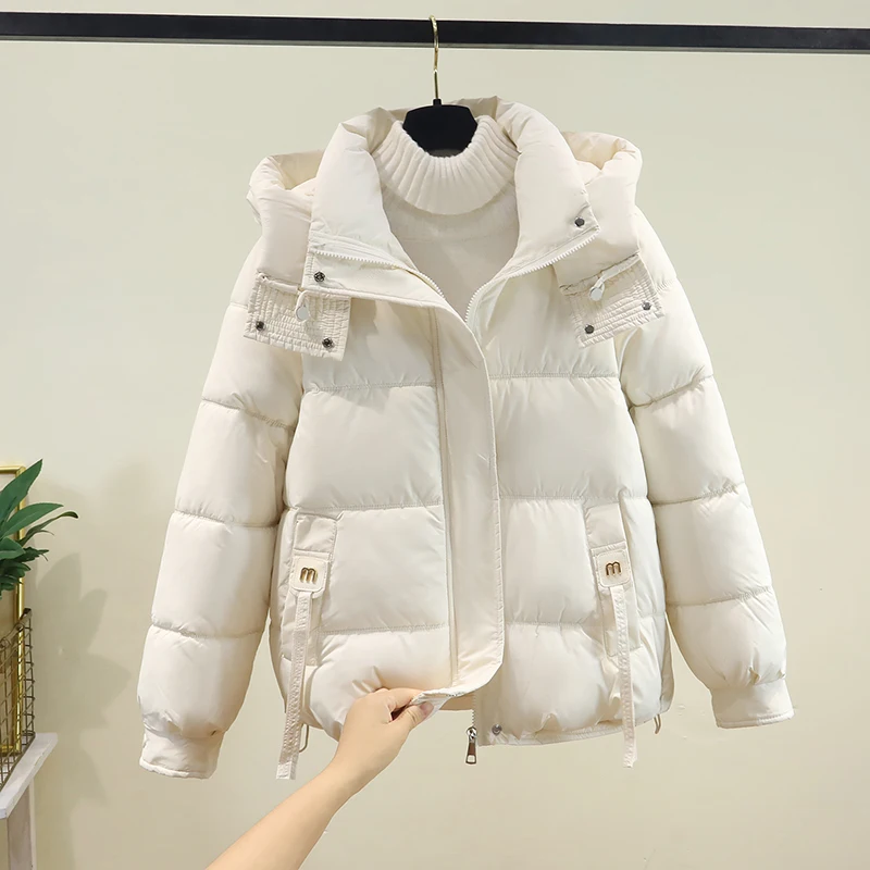 

Faionable Hooded Thiened Cotton Jaet Women's ort Loose Sle Korean Version Winter New Arrival Ele Cotton Coat