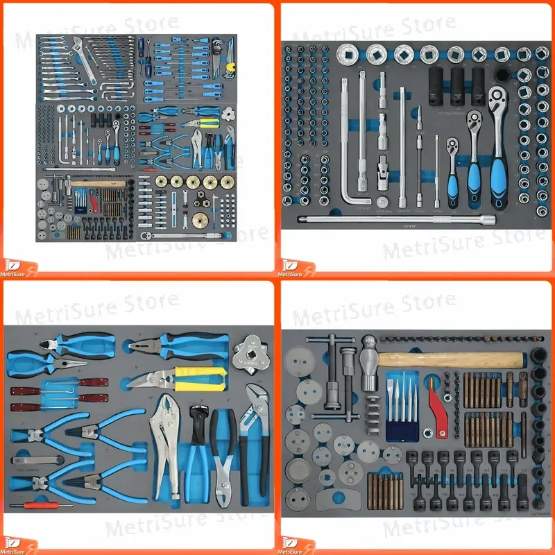 379-Piece CRV Hand Tool Set with Sickle Pickaxe for Automotive Repair Professional Mechanics Tools Kit Precision Measurement