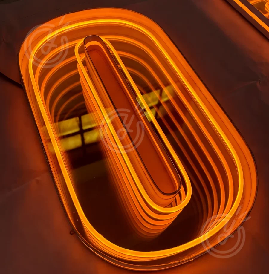 

Infinity Mirror Wall of Letters Sign Geometric LED Modern Art Decor Unique Room Light Business 3D Advertising Signboard Decor