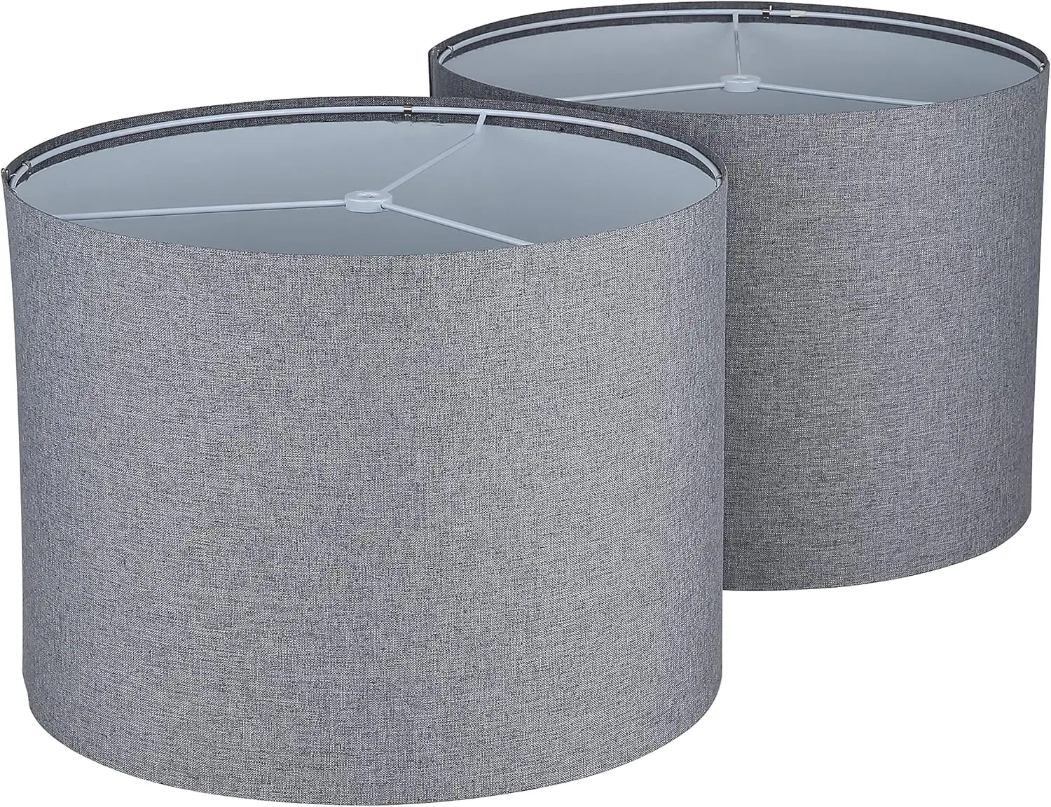 

Drum Lampshades Set of 2, Natural Linen Lampshade 13" x 13" x 10" High, Easy Assembly Replacement Fabric Lampshades for