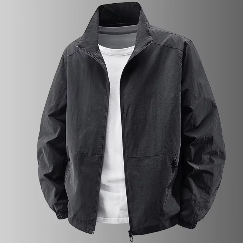 

Мужская куртка с воротником-стойкой, весенняя, дышащая, легкая, немнущаяся, ветрозащитная, для активного отдыха, повседневная, быстросохнущая, рабочая куртка