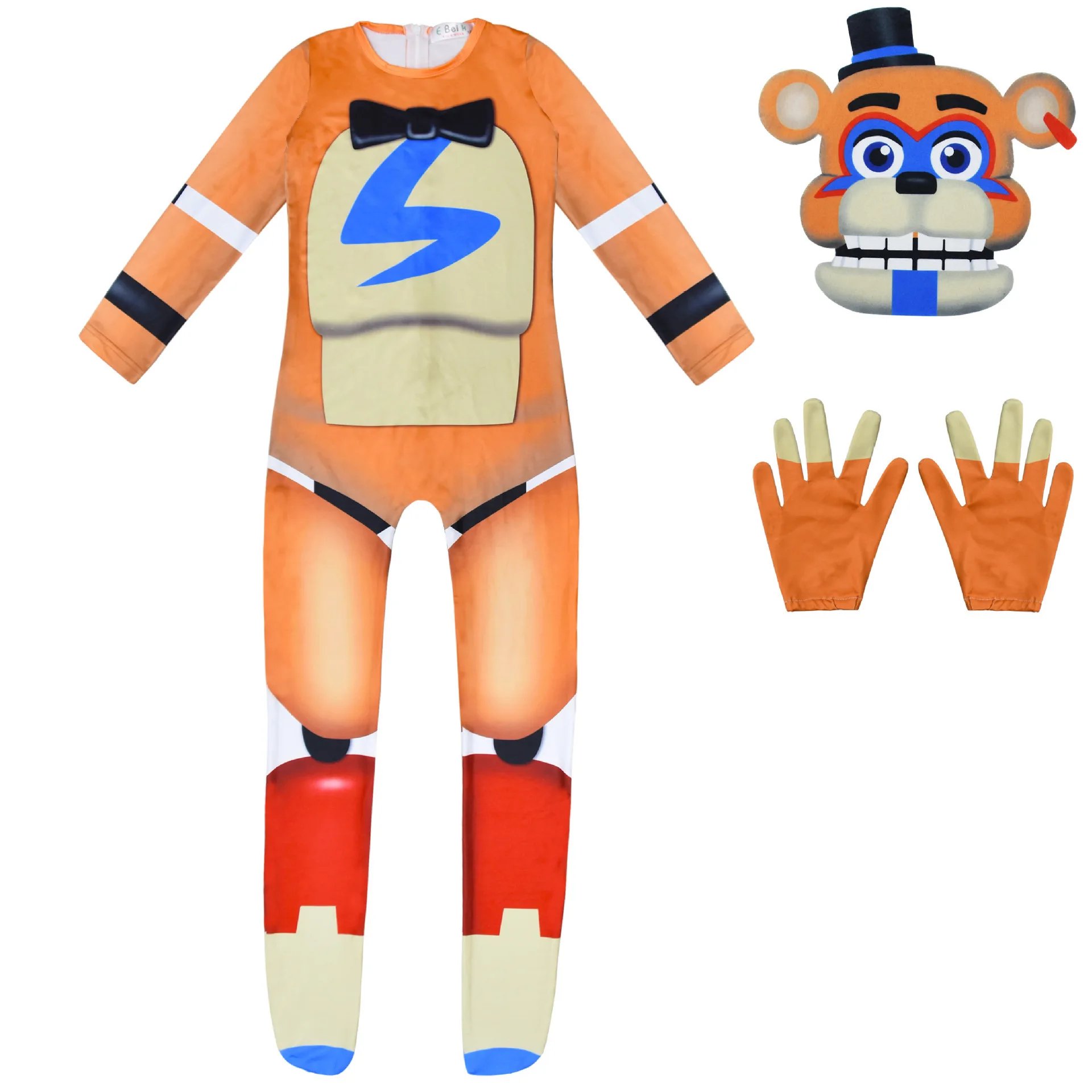 Fnaf Horriable Halloween Costume for Kid Five Night F-Freddyyed Jumpsuit+mask+gloves Nightmare bear Bonnied Anime Christmas Gift