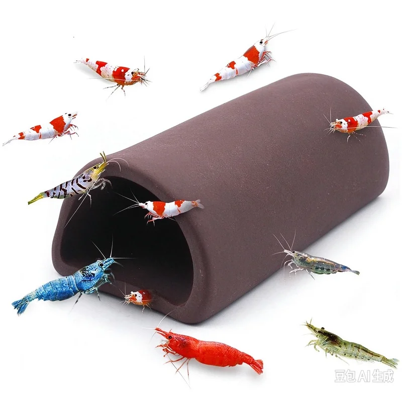 Ceramic Aquarium Shelter Cave Connected Tubes Hideout Decor for Isopod Shrimp Small Reptile Lizard Fish Tank Breeding Rest