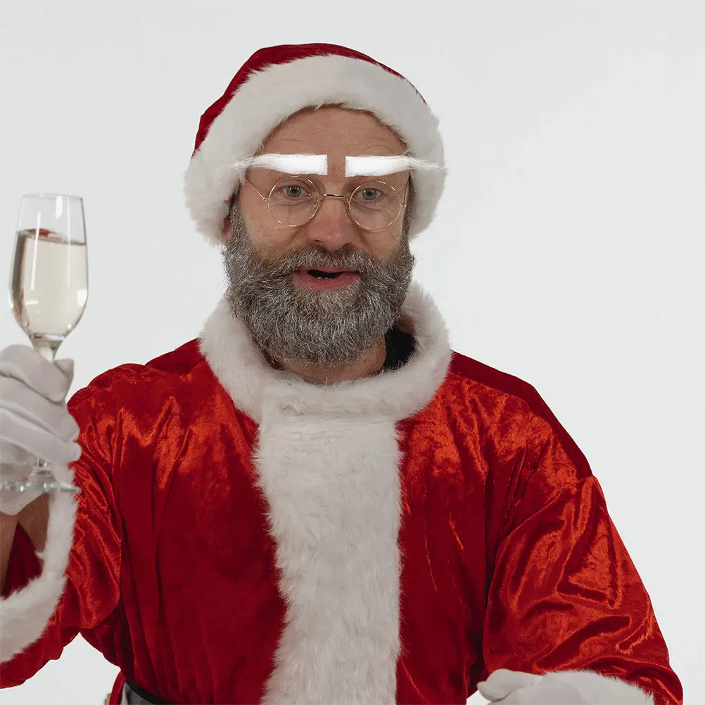 3 Paar weiße Augenbrauen-Schnurrbart-Set, Weihnachtsmann-Kostümzubehör, wiederverwendbar, einfach aufkleben, für festliche Partys und Versammlungen
