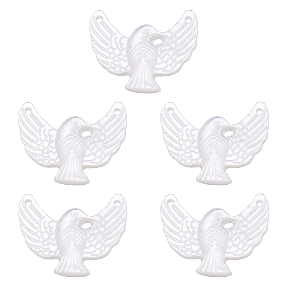 5pcs Natural White  Carved Eagle Shape Shell Mother of Pearl Shell Charms for jewelry DIY making Necklace Decor Accessories