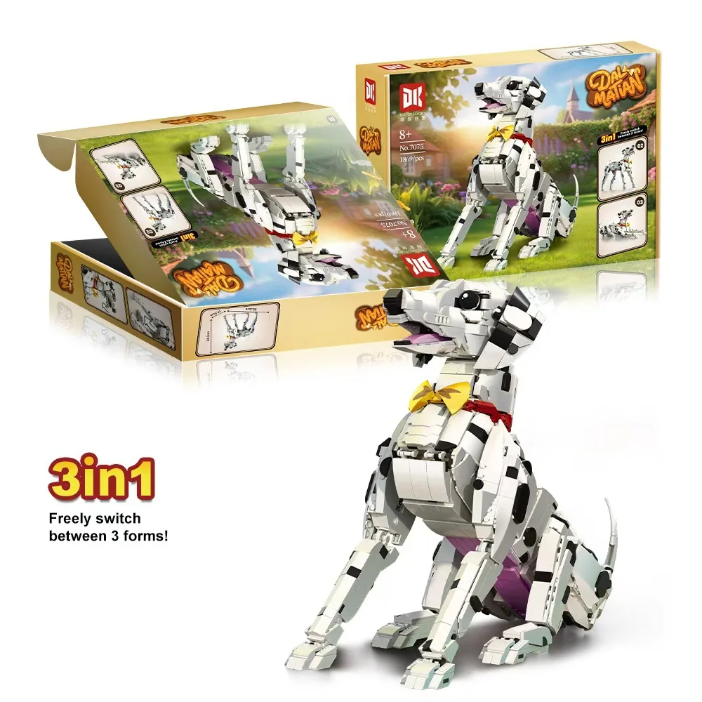 

New Dalmatian 3-in-1 Dog Model Ornaments Building Blocks Kawaii Animal Model Bricks Kit Home Decoration Toy Gift For Kid Girl