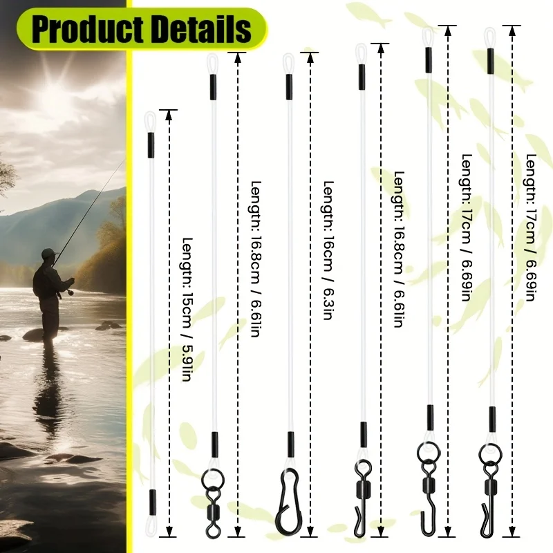12er-Set Karpfenangel-Fluorocarbon-Vorfächer mit Crimp-Booms für Combi Rig, Ronnie Rigs, Hair Rigs und Method Feeder – Detail 2