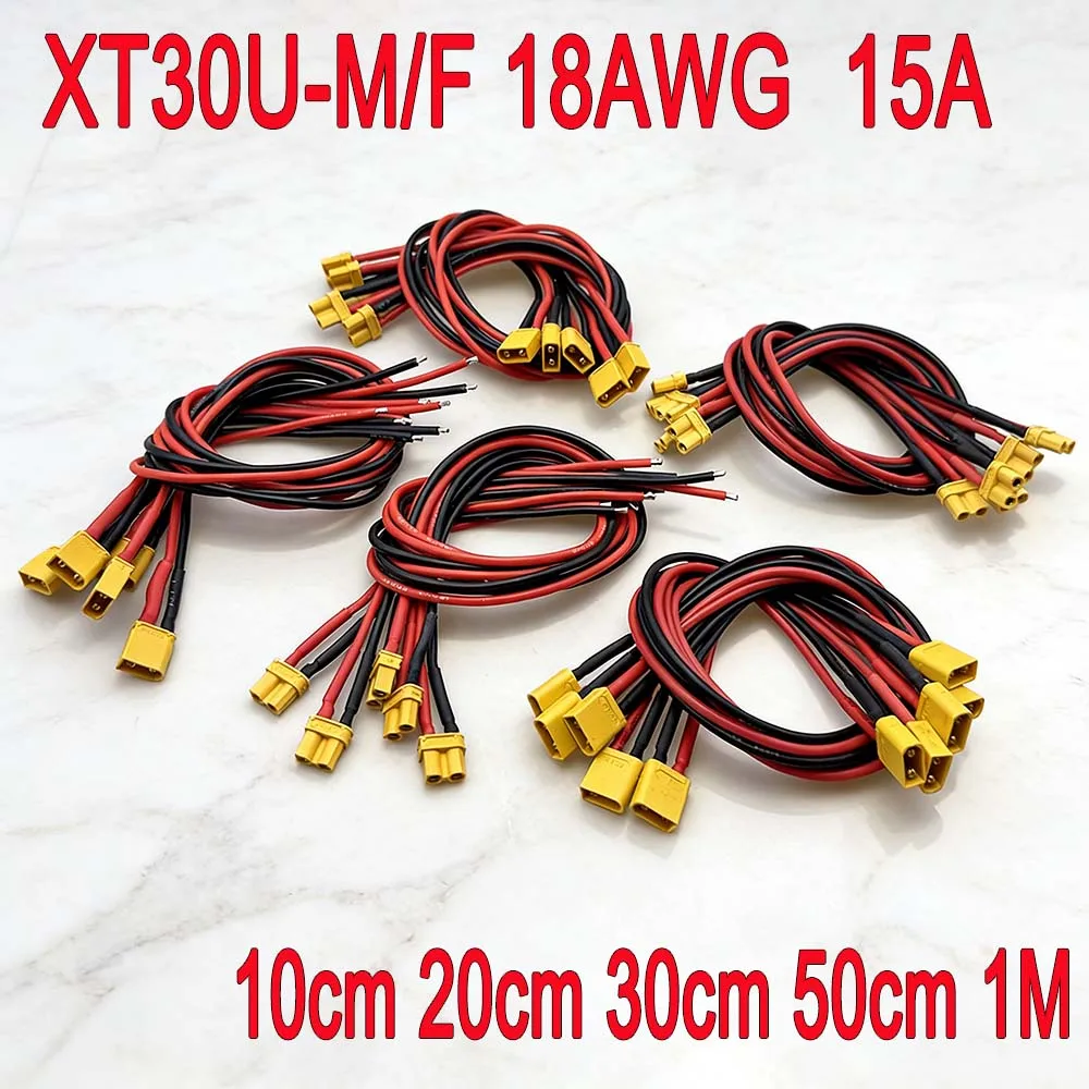 

10 20 30 50CM 1M XT30 F/M Male Female Convert Extension Cable Lead Silicone Wire 18AWG Lithium Battery Plug Connection adapter