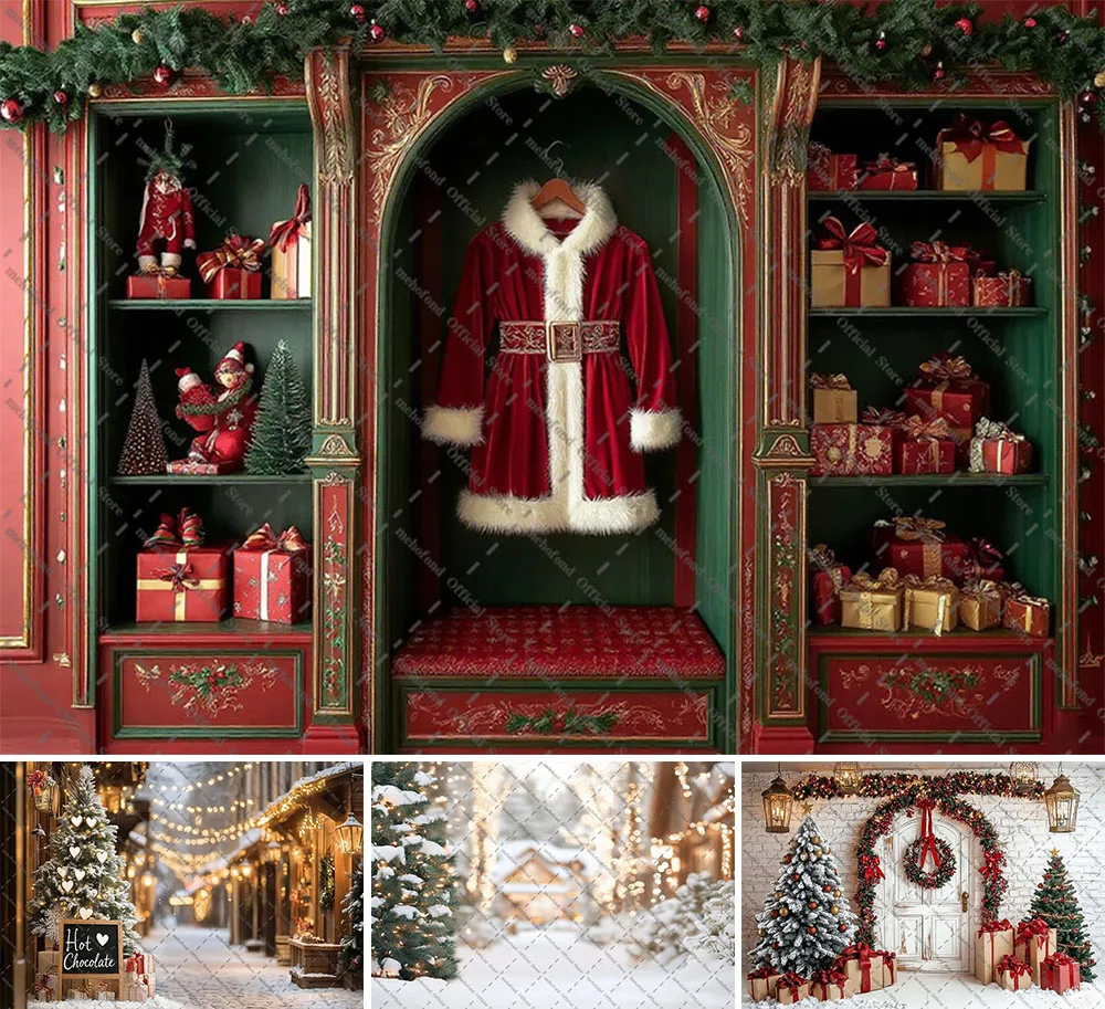 

Фон для фотосъемки Mehofond, зимний рождественский шкаф, арка, дверь, рождественская елка, детский семейный портретный декор, фон для фотостудии