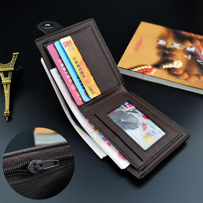 Men Wallet Leather Business Foldable Wallet Luxury Billfold Slim Hipster Credit Card Holders Inserts Coin Purses Vintage Walltes