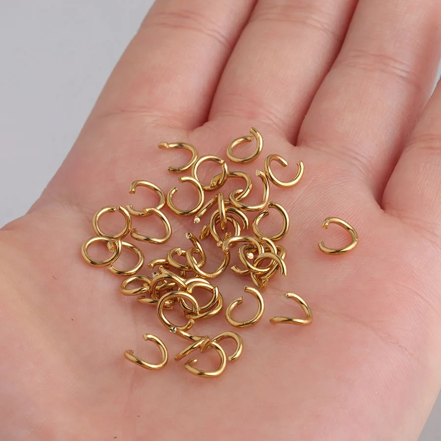 

100pcs Stainless Steel Gold Color Jump Rings Single Loops Open Jump Rings Plit Rings For DIY Jewelry Making Accessories