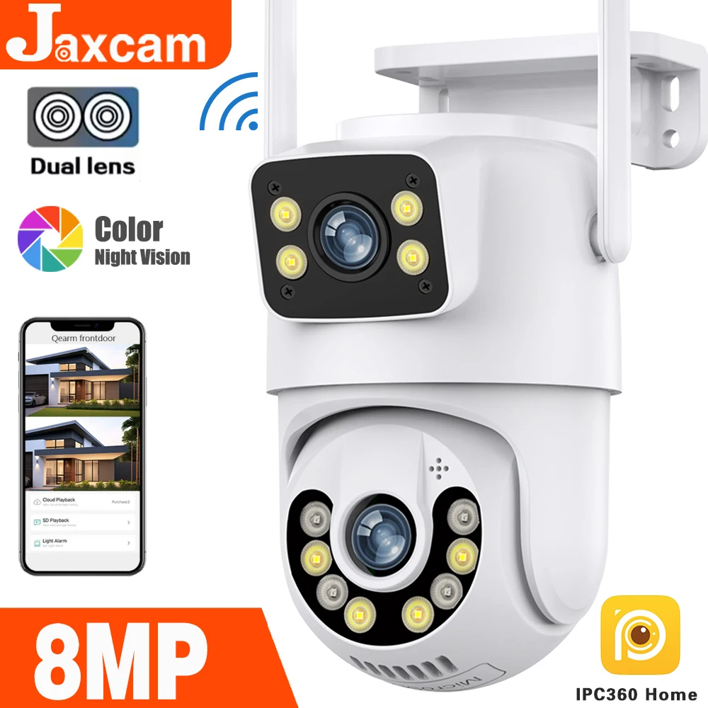 

IPC360 Домашняя Wi-Fi камера 8MP с двумя объективами 4K Умная беспроводная камера Полноцветная камера ночного видения с панорамированием и наклоном Автоматическая камера слежения