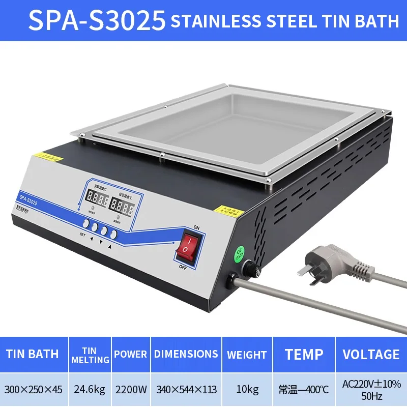 Connector Soldering Desktop Dip Welding Machine - High Power Rectangular Lead-Free Tin Furnace
