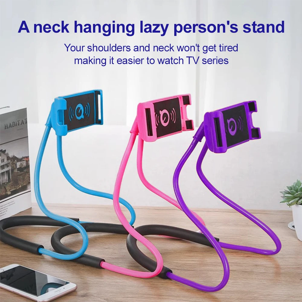 Flexible Neck Hanging Selfie Stick Rack Adjustable 360 Degrees Free Rotating Mount Holder Stand for iPhone 17 ProMax Samsung