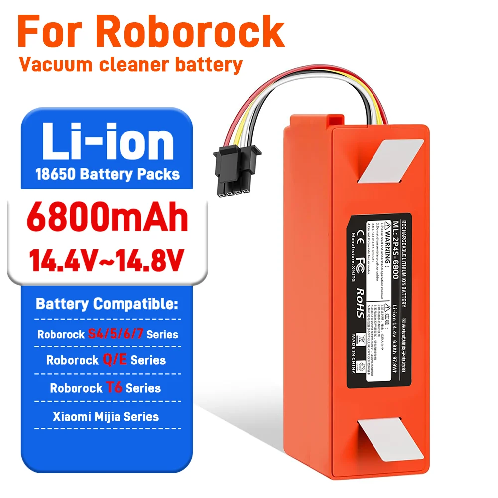 Batterie Li-ion Rechargeable pour Roborock S4 Max S5 Max S6 MaxV S7 MaxV Q5 Q7 E20 E25 Xiaomi Mijia Gen 1 2 1S
