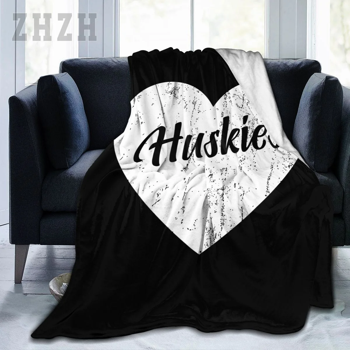 Blanket Siberian Husky Huskies Spirit Mascot Heart Gift Flannel Multifunction Camping Sofa Cover Keep Warm