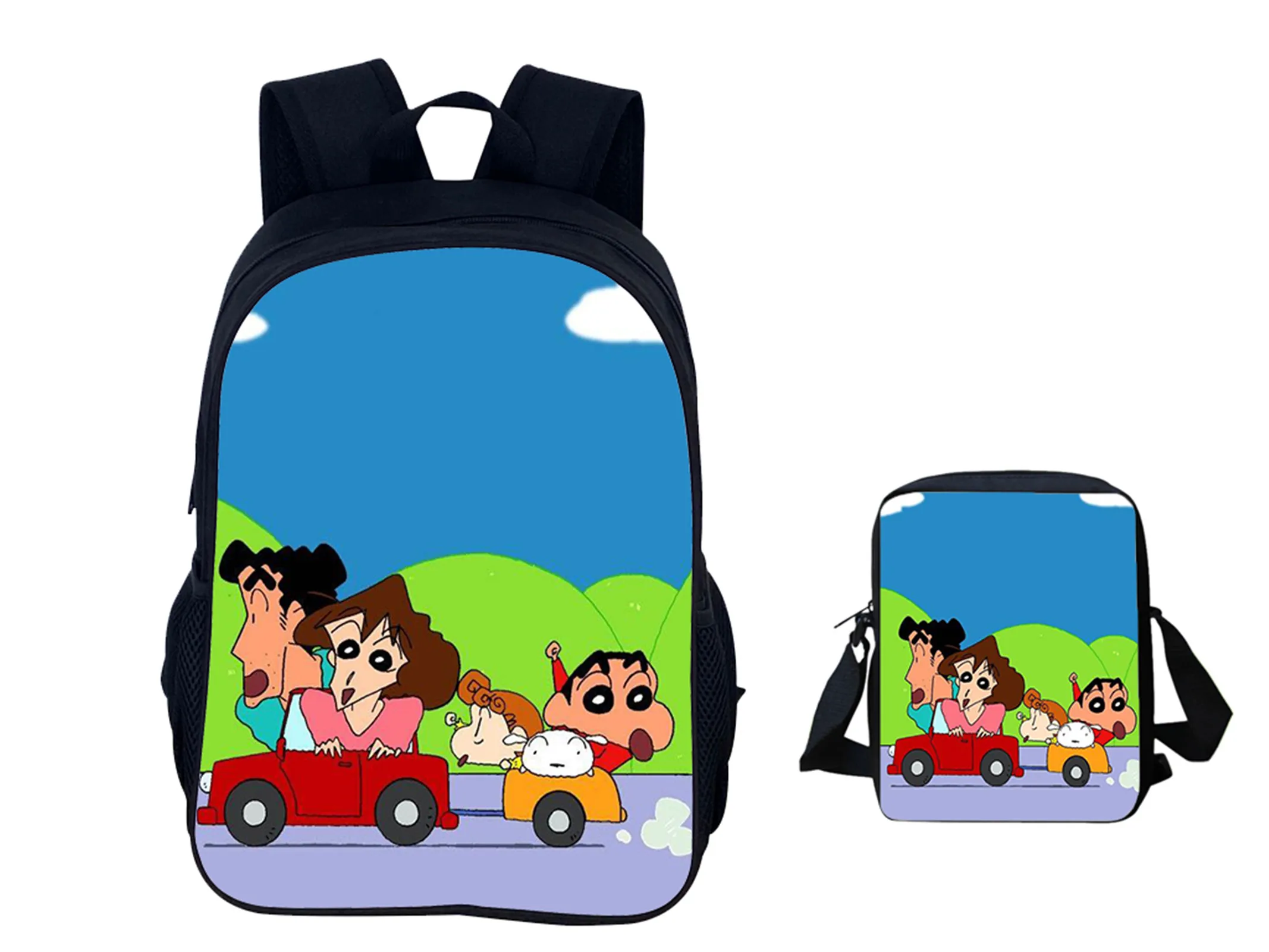 

ГОРЯЧИЙ студенческий водонепроницаемый рюкзак Crayon Shin-Chan с легкой сумкой на плечо, комплект 2 в 1, большой детский рюкзак