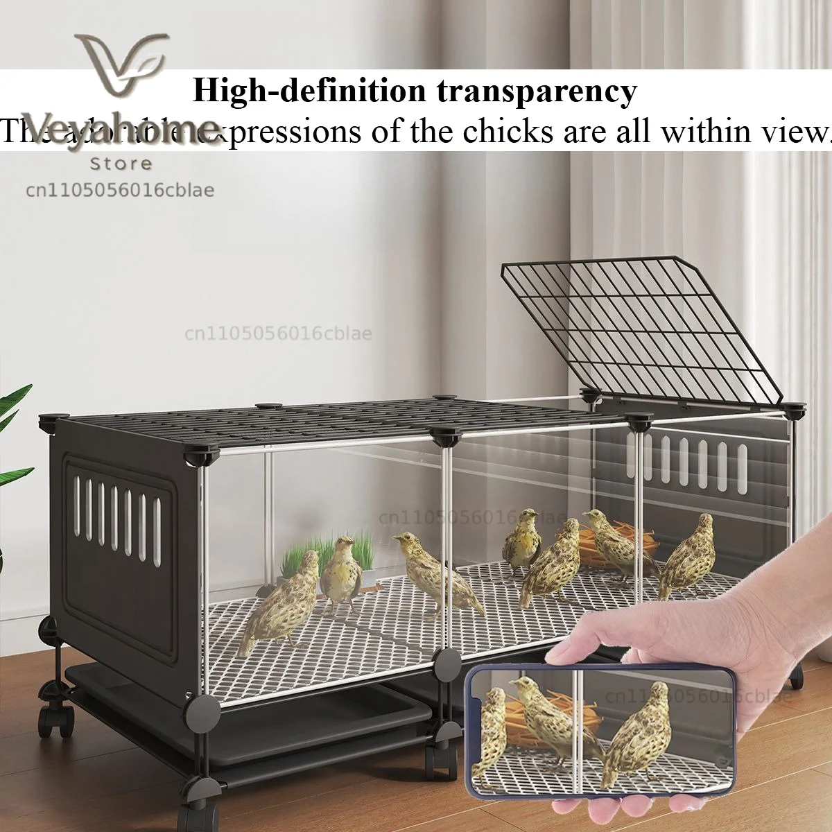 Encrypted version of pet chicken coop equipped with feces collection tray and roller for movement Rabbit den Viewing box large