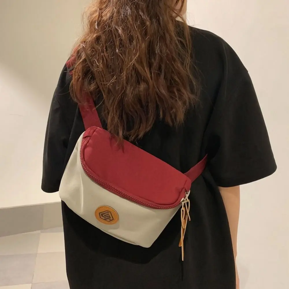 

Large Capacity Waist Bag Fashion Travel Phone Bag Contrasting Color Chest Bag Zipper Nylon Crossbody Bag