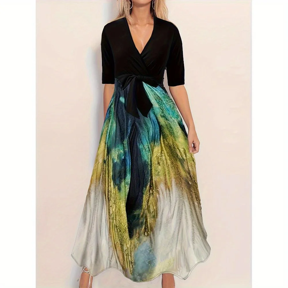 

Tie-Dye Print Drawstring Dress
